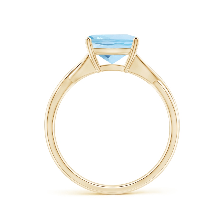 8mm AAA Claw-Set Cushion Aquamarine Solitaire Engagement Ring in Yellow Gold side 199