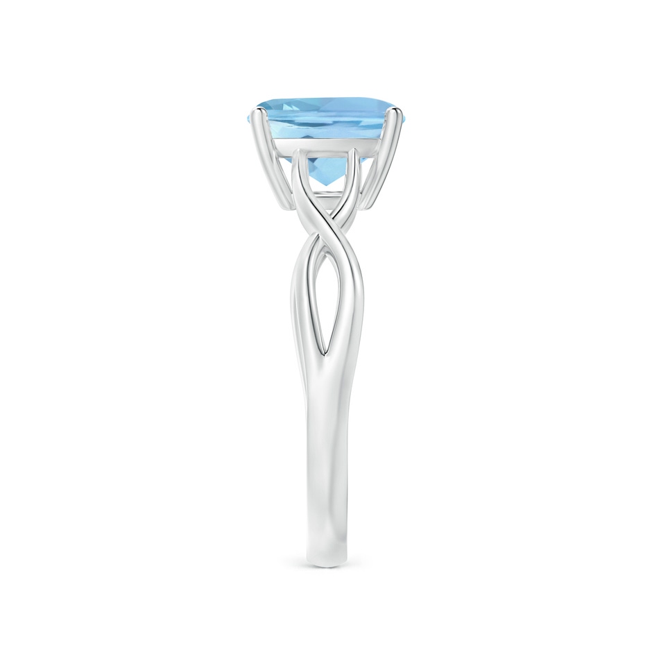 8mm AAAA Claw-Set Cushion Aquamarine Solitaire Engagement Ring in White Gold side 299