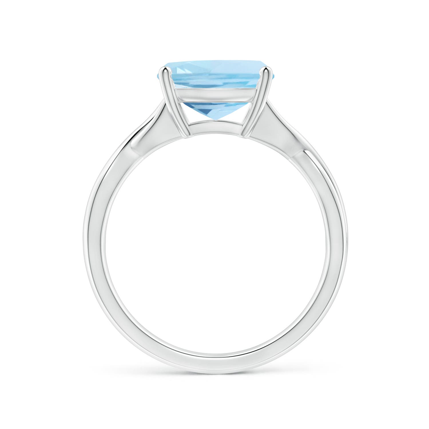 9mm AAA Claw-Set Cushion Aquamarine Solitaire Engagement Ring in 18K White Gold