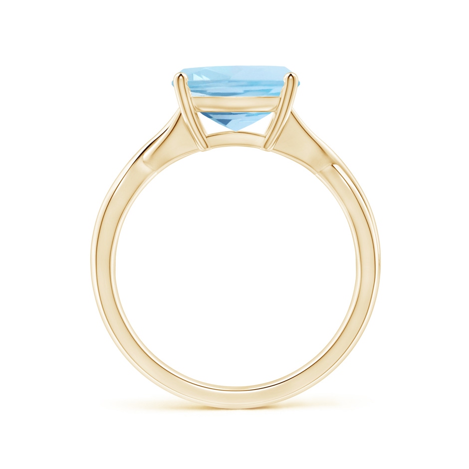 9mm AAA Claw-Set Cushion Aquamarine Solitaire Engagement Ring in 18K Yellow Gold side 199