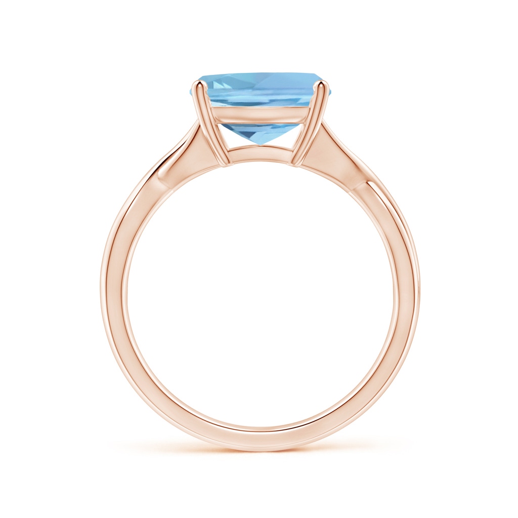 9mm AAAA Claw-Set Cushion Aquamarine Solitaire Engagement Ring in Rose Gold Side 1