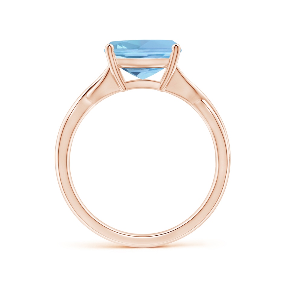 9mm AAAA Claw-Set Cushion Aquamarine Solitaire Engagement Ring in Rose Gold side 1