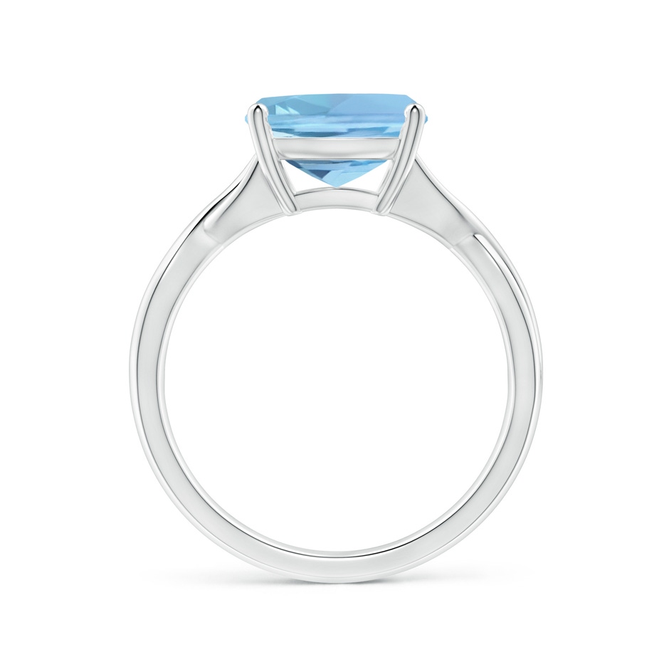 9mm AAAA Claw-Set Cushion Aquamarine Solitaire Engagement Ring in White Gold side 199