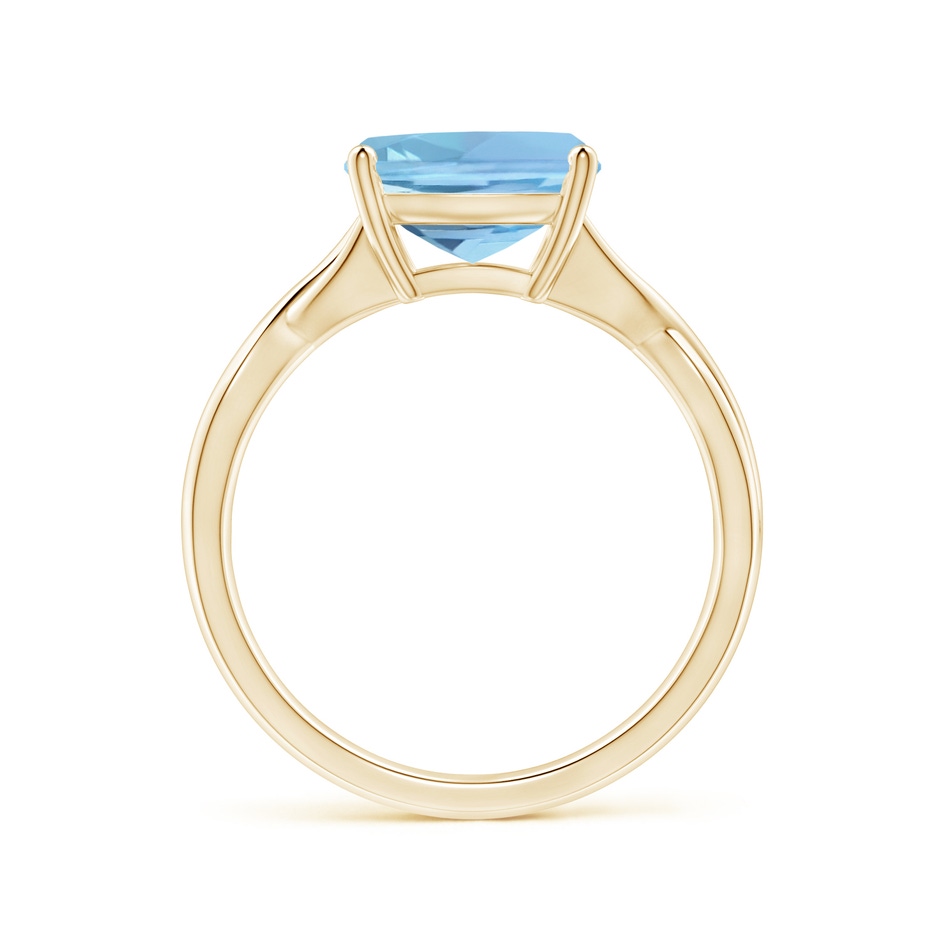 9mm AAAA Claw-Set Cushion Aquamarine Solitaire Engagement Ring in Yellow Gold side 199