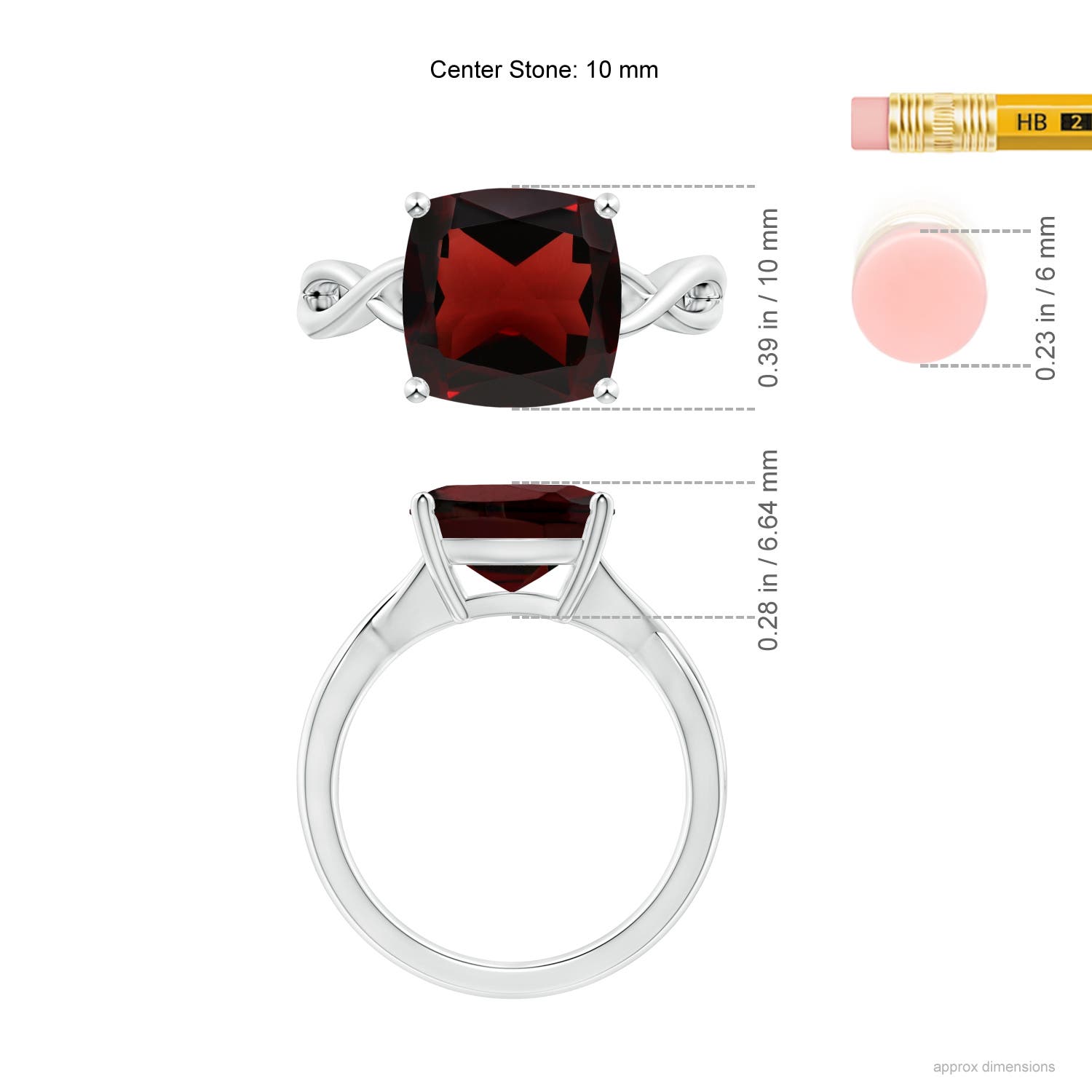 AA - Garnet / 4.2 CT / 14 KT White Gold