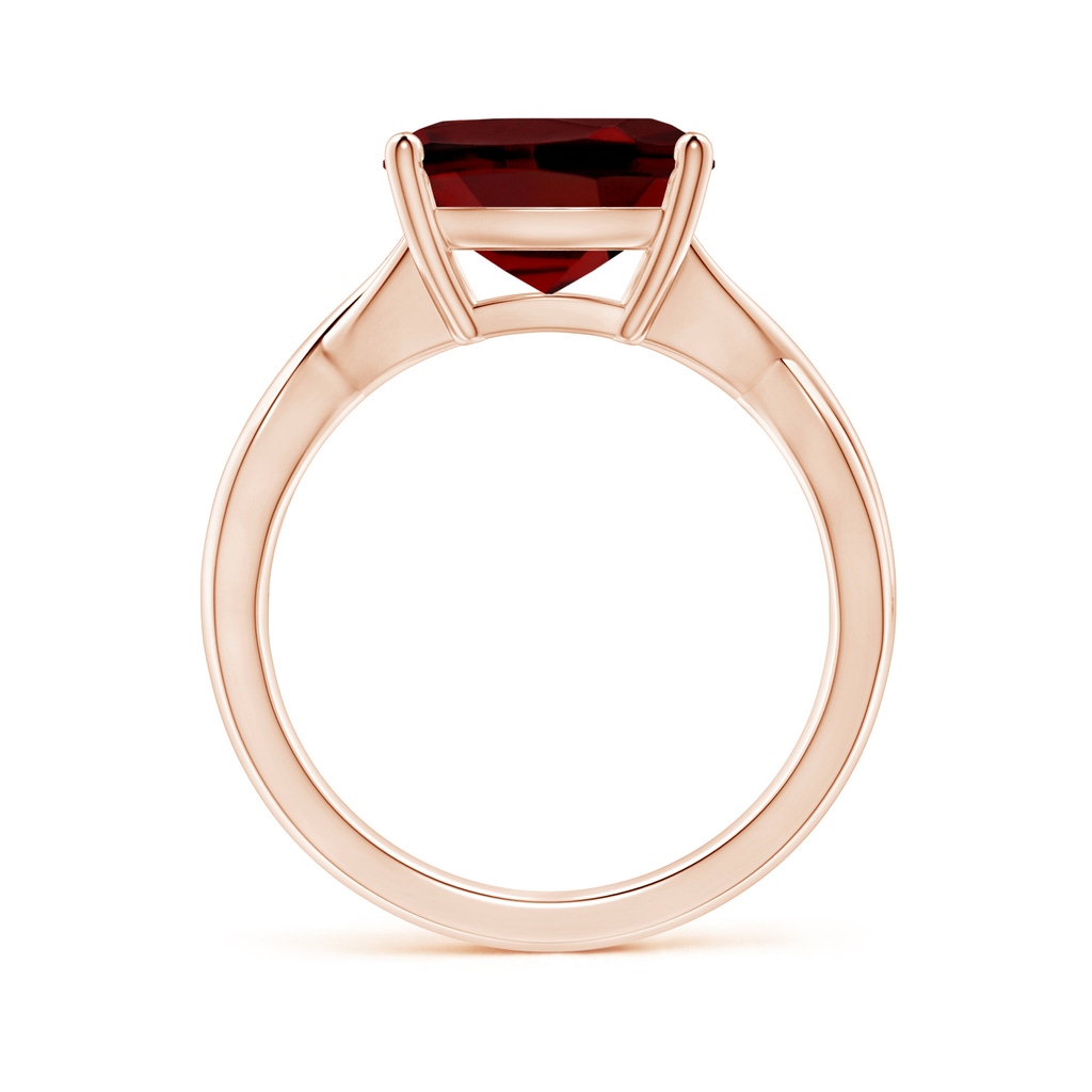 10mm AAAA Claw-Set Cushion Garnet Solitaire Engagement Ring in Rose Gold - side 199