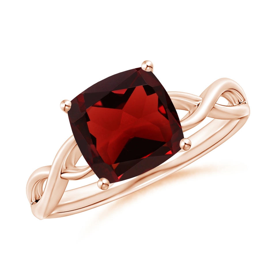 8mm AAA Claw-Set Cushion Garnet Solitaire Engagement Ring in Rose Gold 
