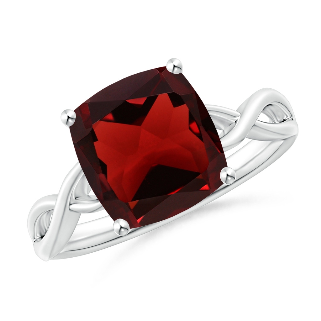 9mm AAA Claw-Set Cushion Garnet Solitaire Engagement Ring in White Gold