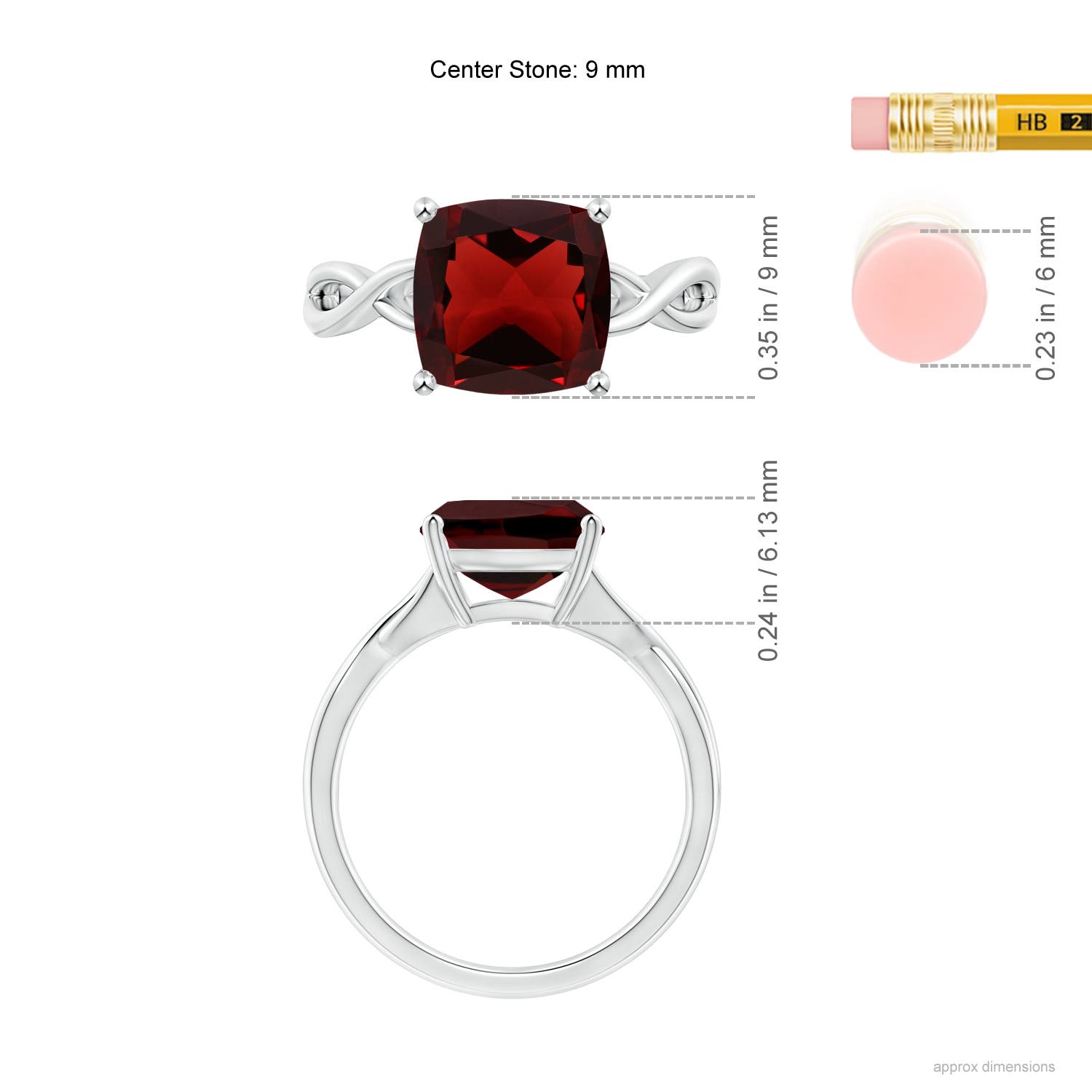 AAA - Garnet / 3.6 CT / 14 KT White Gold