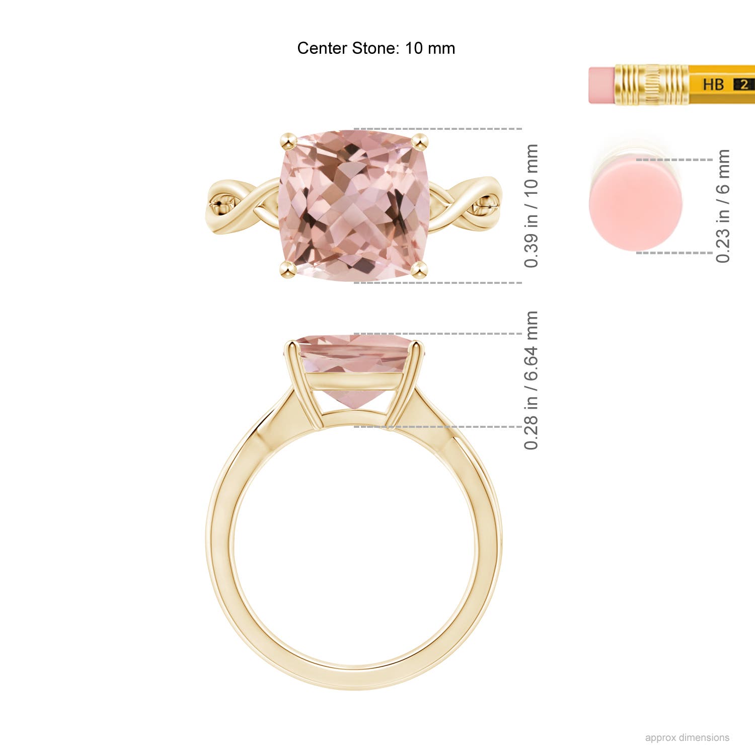 AAAA - Morganite / 3.7 CT / 14 KT Yellow Gold