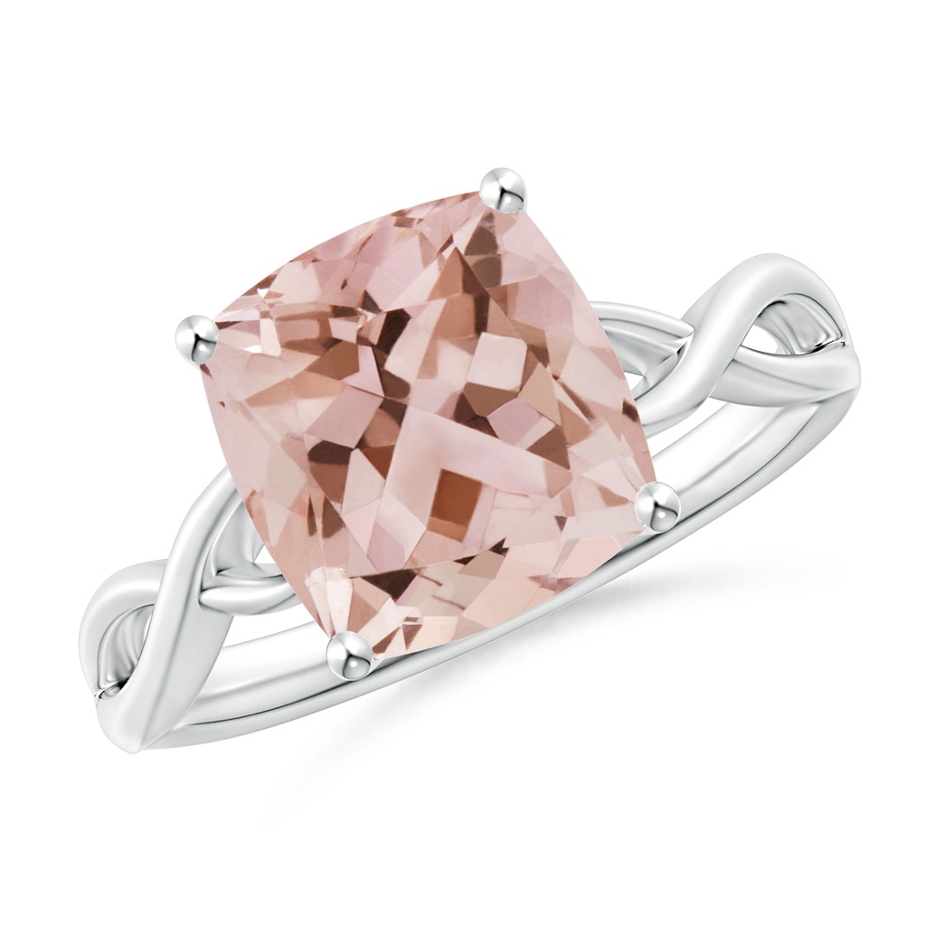 9mm AAA Claw-Set Cushion Morganite Solitaire Engagement Ring in White Gold