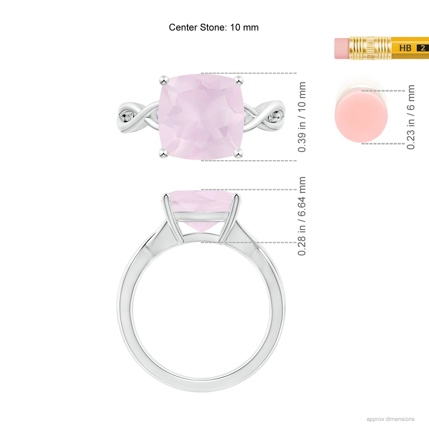 A - Rose Quartz / 3.42 CT / 14 KT White Gold