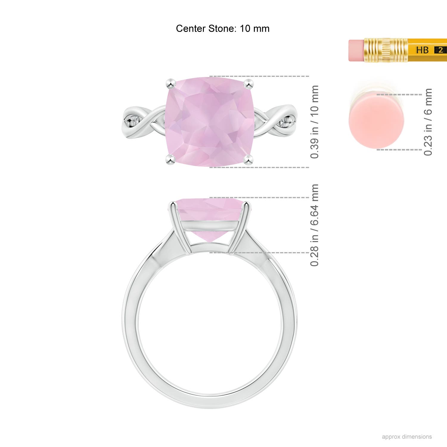 AAA - Rose Quartz / 3.42 CT / 14 KT White Gold