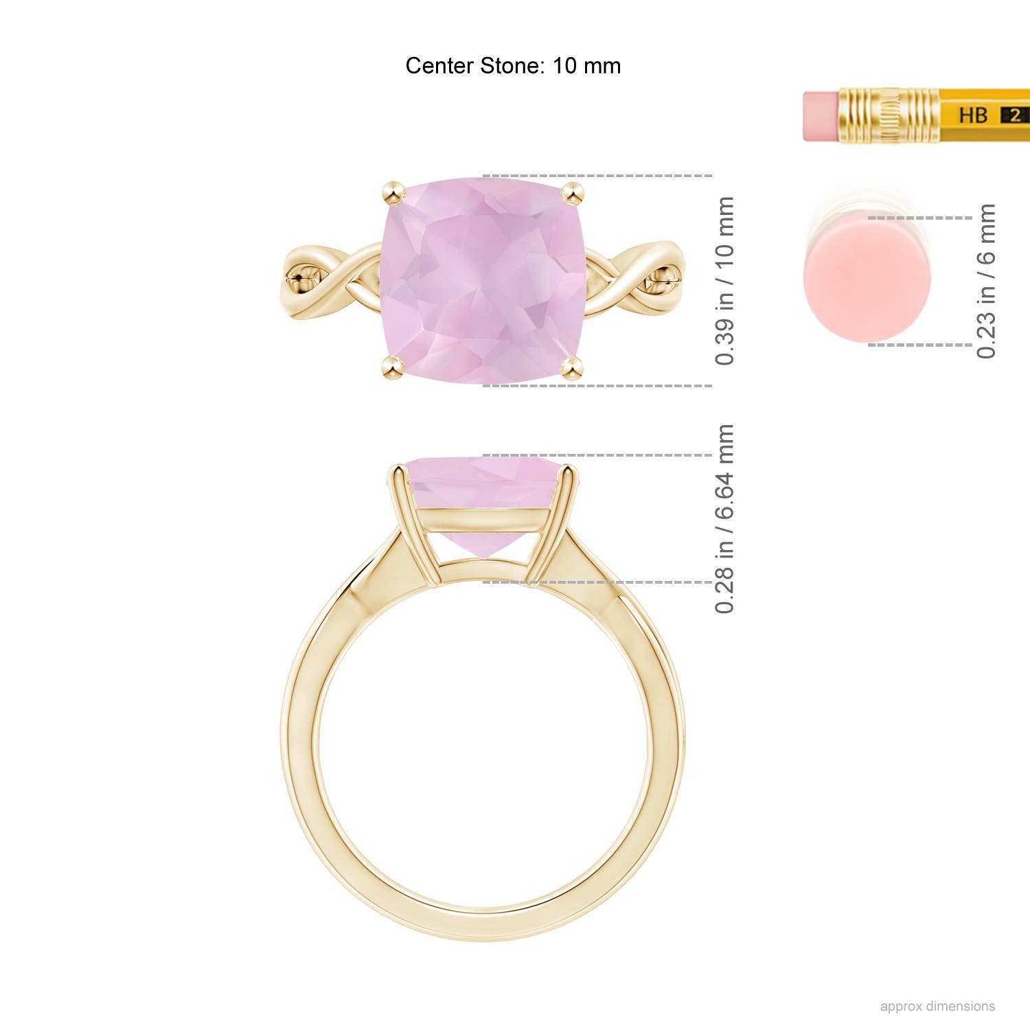 AAA - Rose Quartz / 3.42 CT / 14 KT Yellow Gold