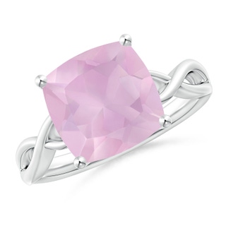 10mm AAAA Claw-Set Cushion Rose Quartz Solitaire Engagement Ring in P950 Platinum