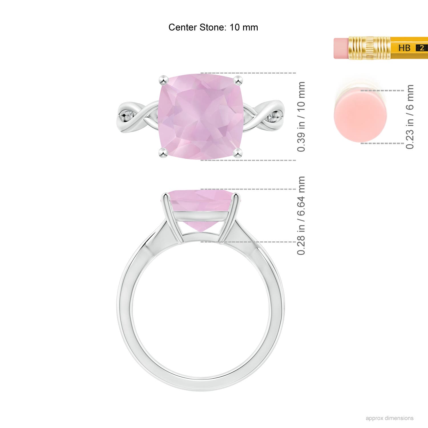 AAAA - Rose Quartz / 3.42 CT / 14 KT White Gold