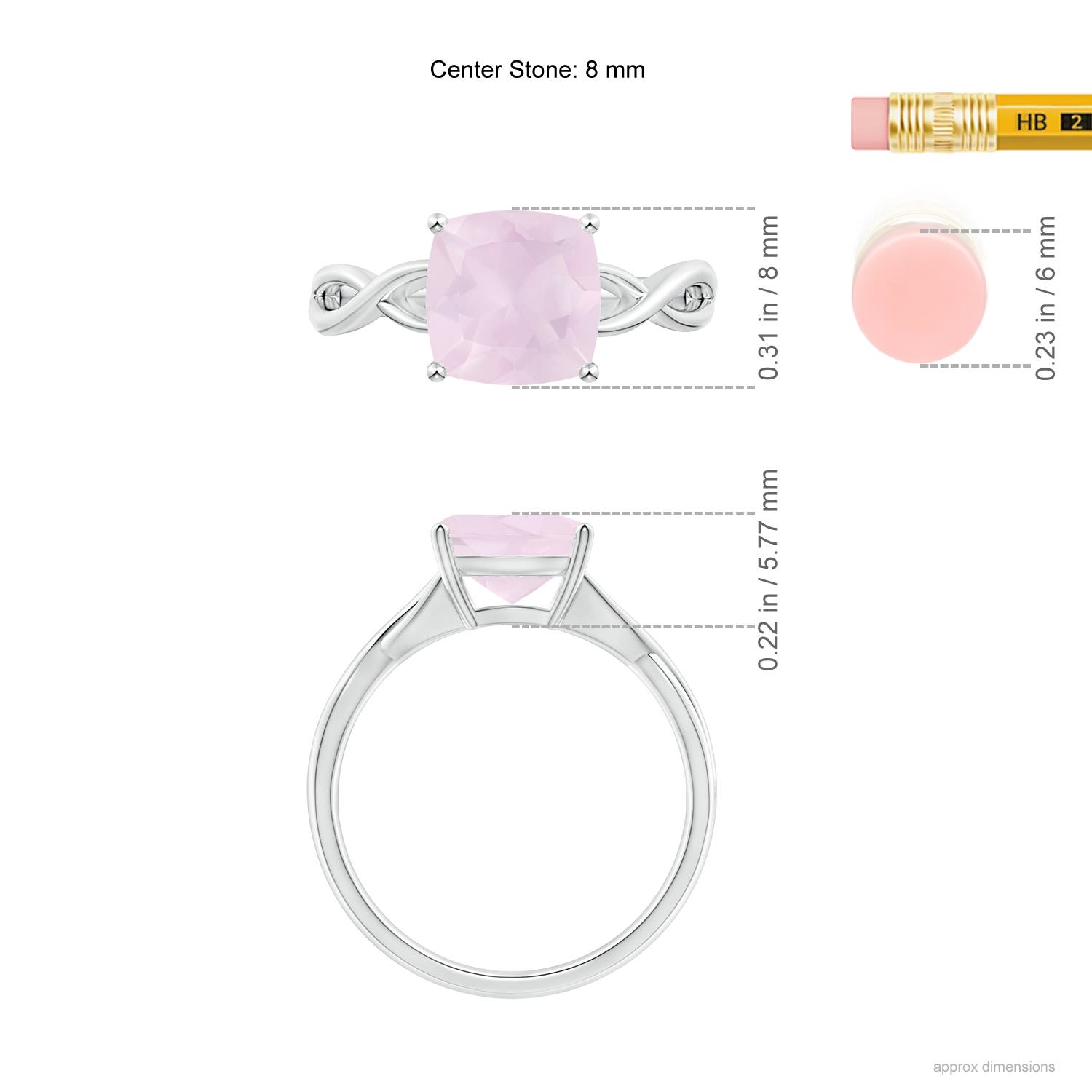 A - Rose Quartz / 1.9 CT / 14 KT White Gold