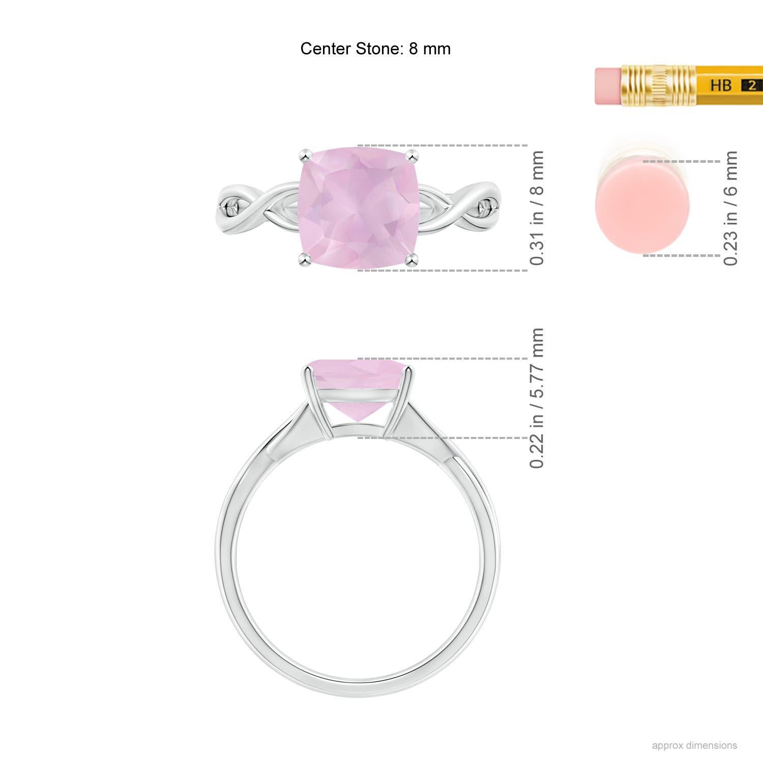 AAA - Rose Quartz / 1.9 CT / 14 KT White Gold