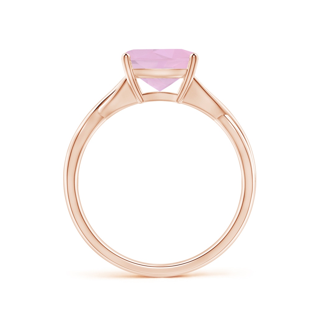 8mm AAAA Claw-Set Cushion Rose Quartz Solitaire Engagement Ring in Rose Gold Side 1