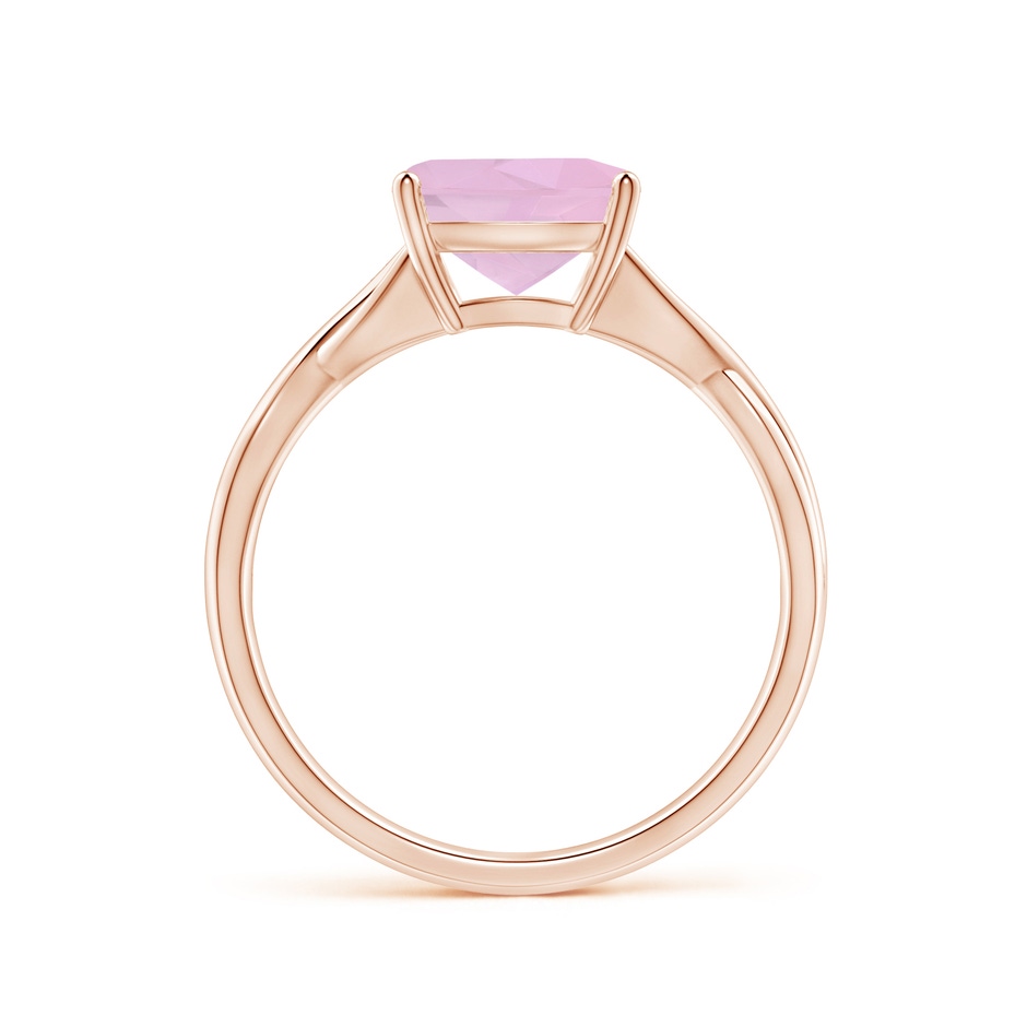 8mm AAAA Claw-Set Cushion Rose Quartz Solitaire Engagement Ring in Rose Gold side 1