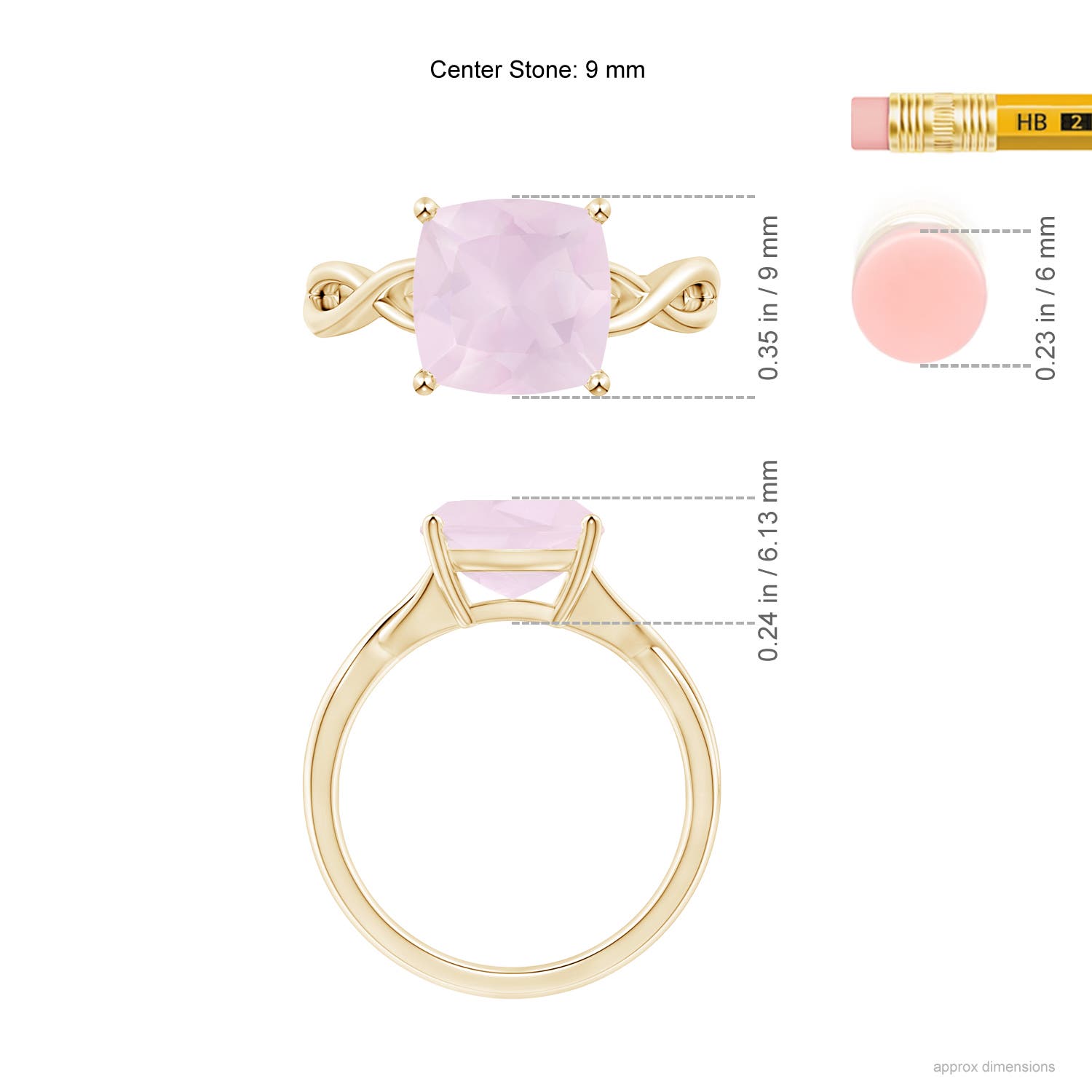 A - Rose Quartz / 2.85 CT / 14 KT Yellow Gold