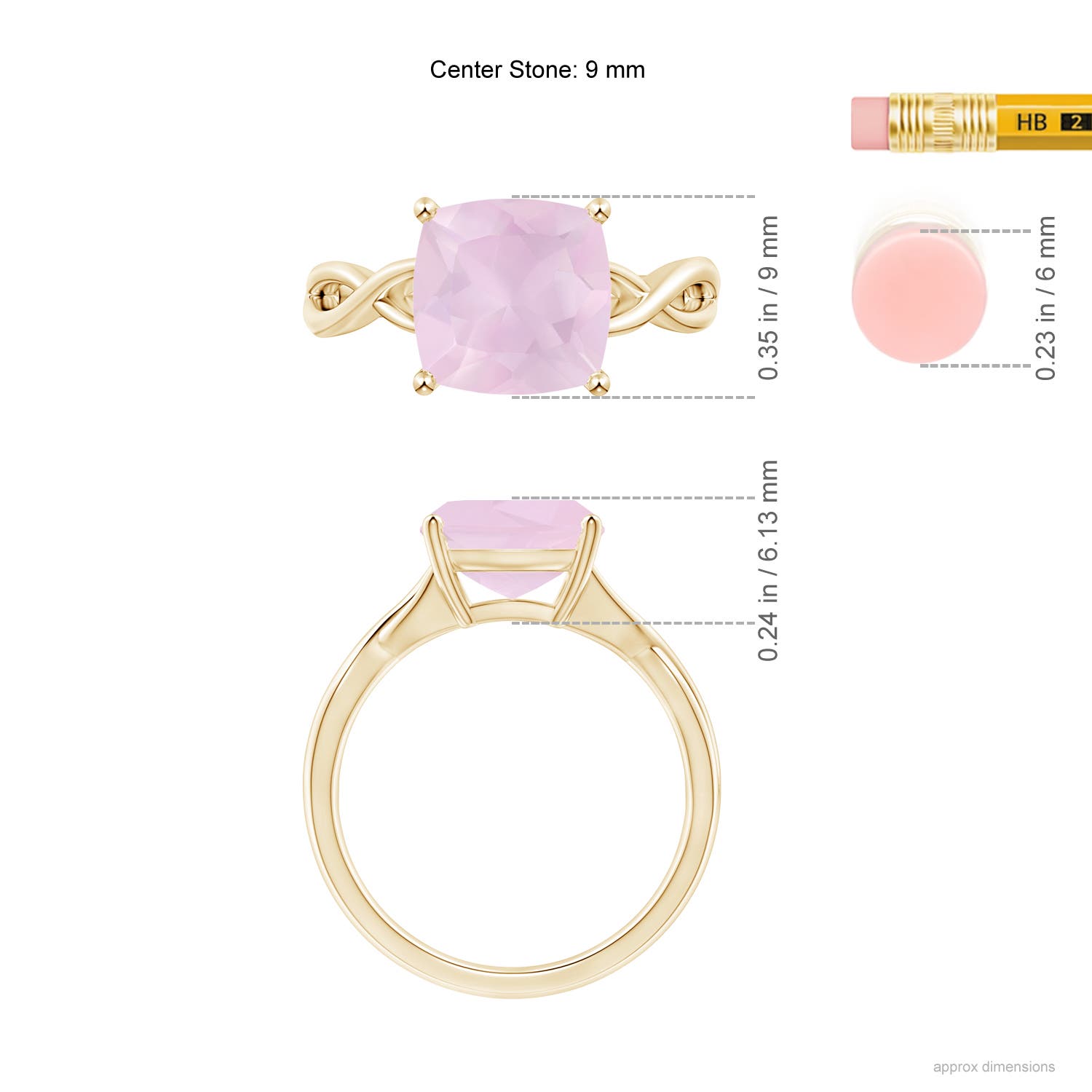 AA - Rose Quartz / 2.85 CT / 14 KT Yellow Gold