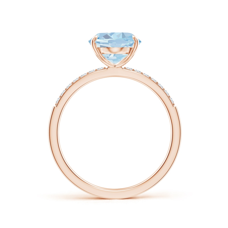 10x8mm A Claw-Set Oval Aquamarine Ring with Diamonds in Rose Gold side-1