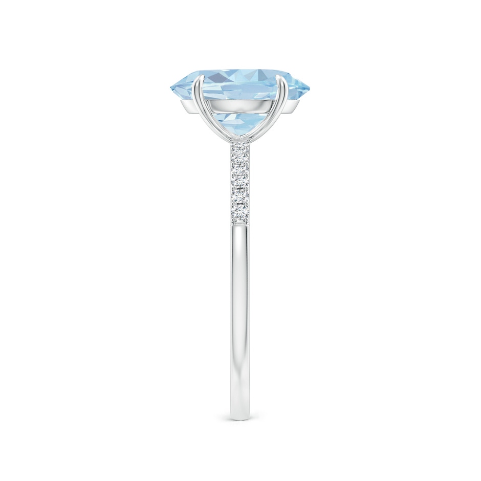 10x8mm A Claw-Set Oval Aquamarine Ring with Diamonds in White Gold side-2