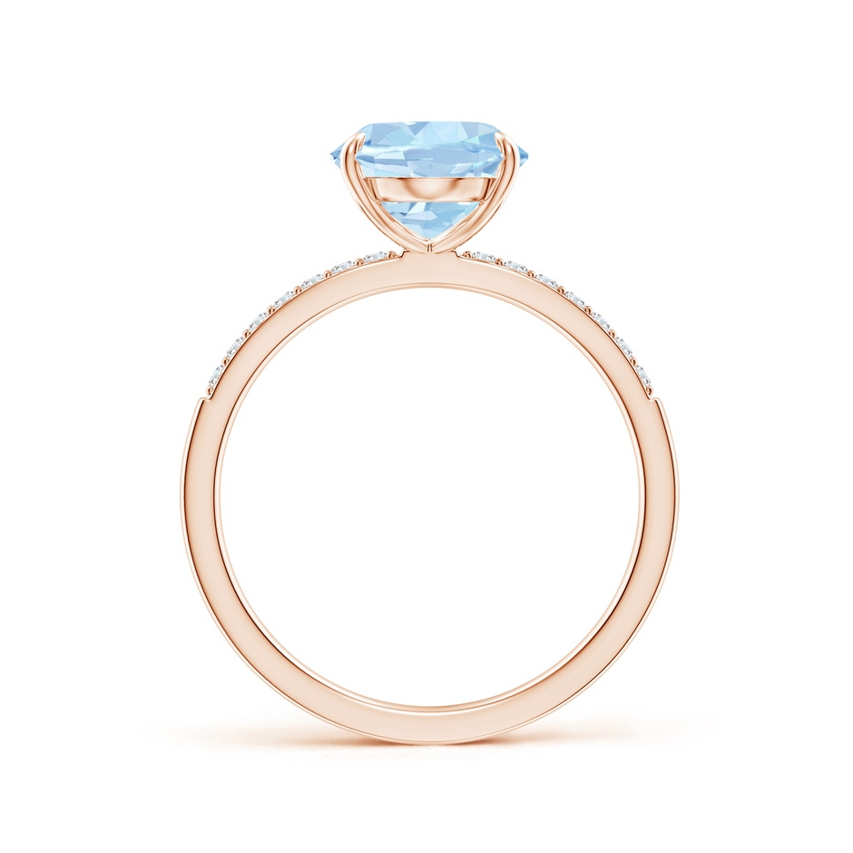 10x8mm AA Claw-Set Oval Aquamarine Ring with Diamonds in Rose Gold side-1