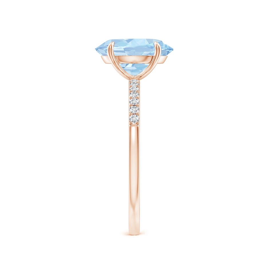 10x8mm AA Claw-Set Oval Aquamarine Ring with Diamonds in Rose Gold side-2