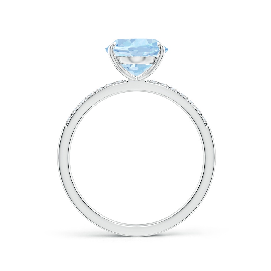 10x8mm AA Claw-Set Oval Aquamarine Ring with Diamonds in White Gold side-1