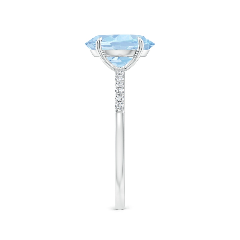 10x8mm AA Claw-Set Oval Aquamarine Ring with Diamonds in White Gold side-2