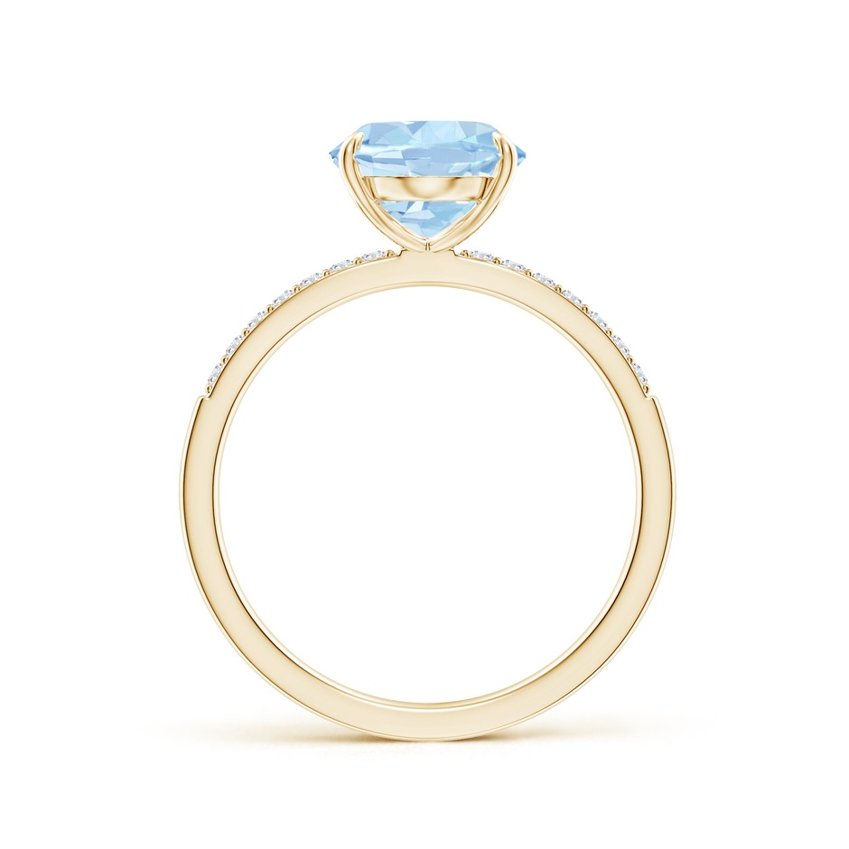 10x8mm AA Claw-Set Oval Aquamarine Ring with Diamonds in Yellow Gold side-1