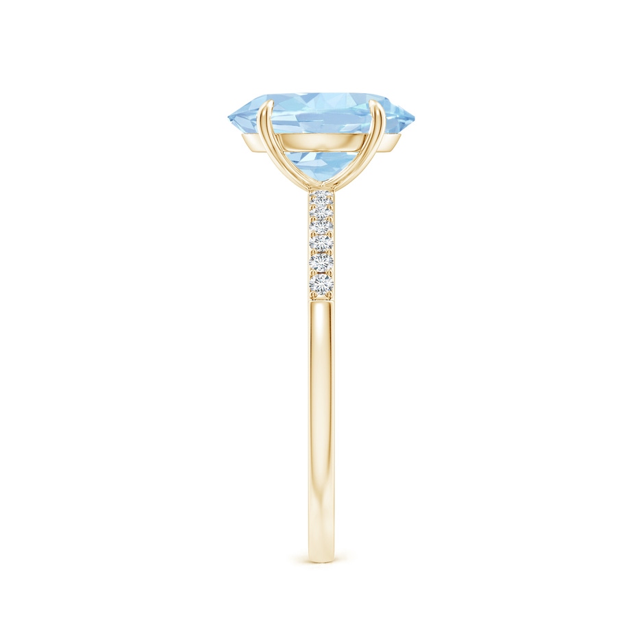 10x8mm AA Claw-Set Oval Aquamarine Ring with Diamonds in Yellow Gold side-2
