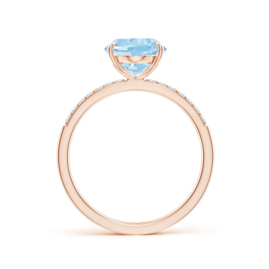 10x8mm AAA Claw-Set Oval Aquamarine Ring with Diamonds in Rose Gold side-1