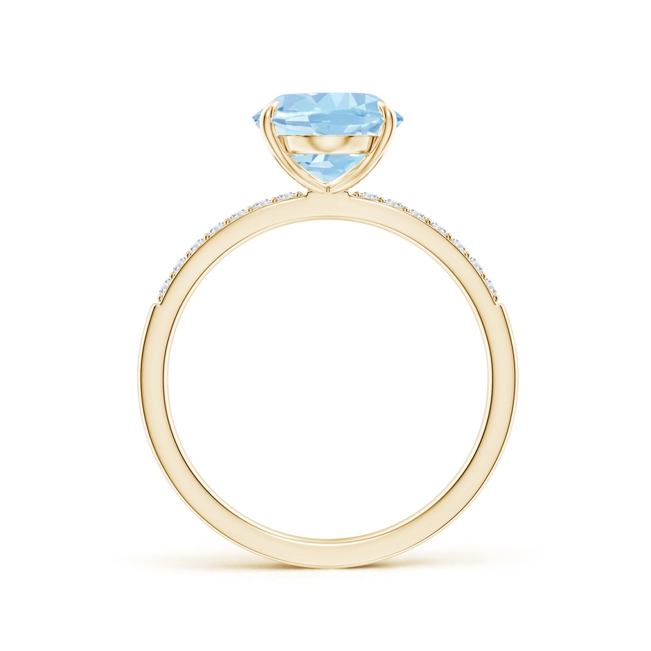 10x8mm AAA Claw-Set Oval Aquamarine Ring with Diamonds in Yellow Gold side-1