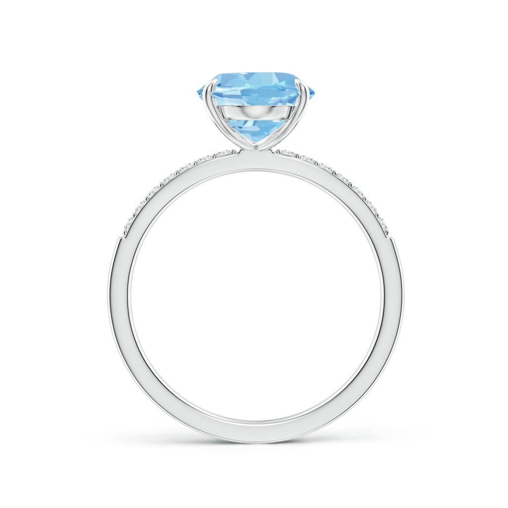 10x8mm AAAA Claw-Set Oval Aquamarine Ring with Diamonds in P950 Platinum - side_1