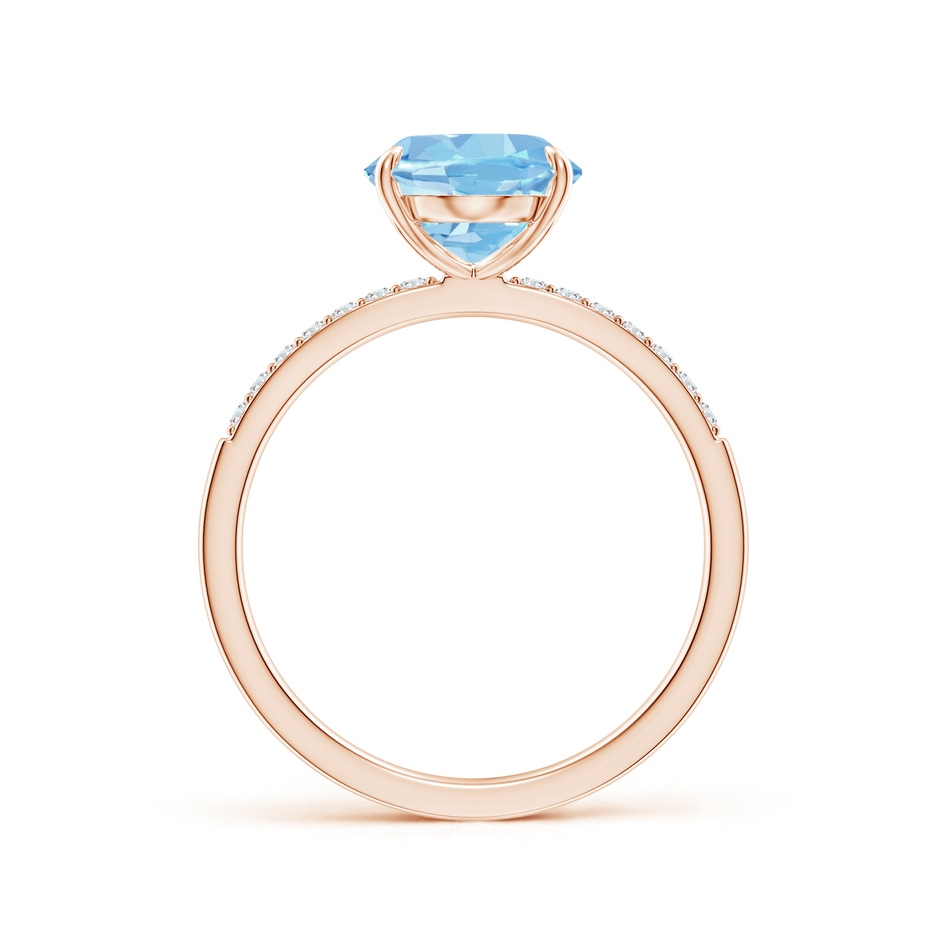 10x8mm AAAA Claw-Set Oval Aquamarine Ring with Diamonds in Rose Gold side-1