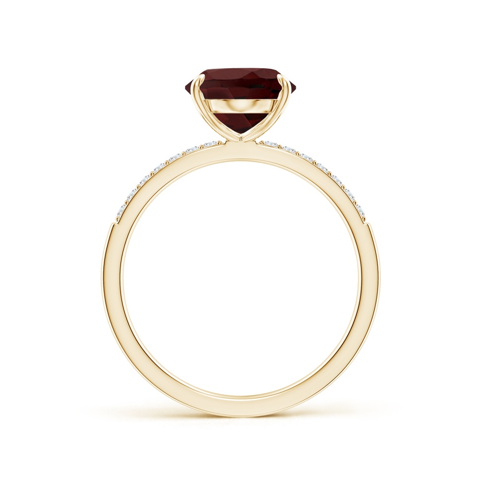 10x8mm AA Claw-Set Oval Garnet Ring with Diamonds in Yellow Gold side-1