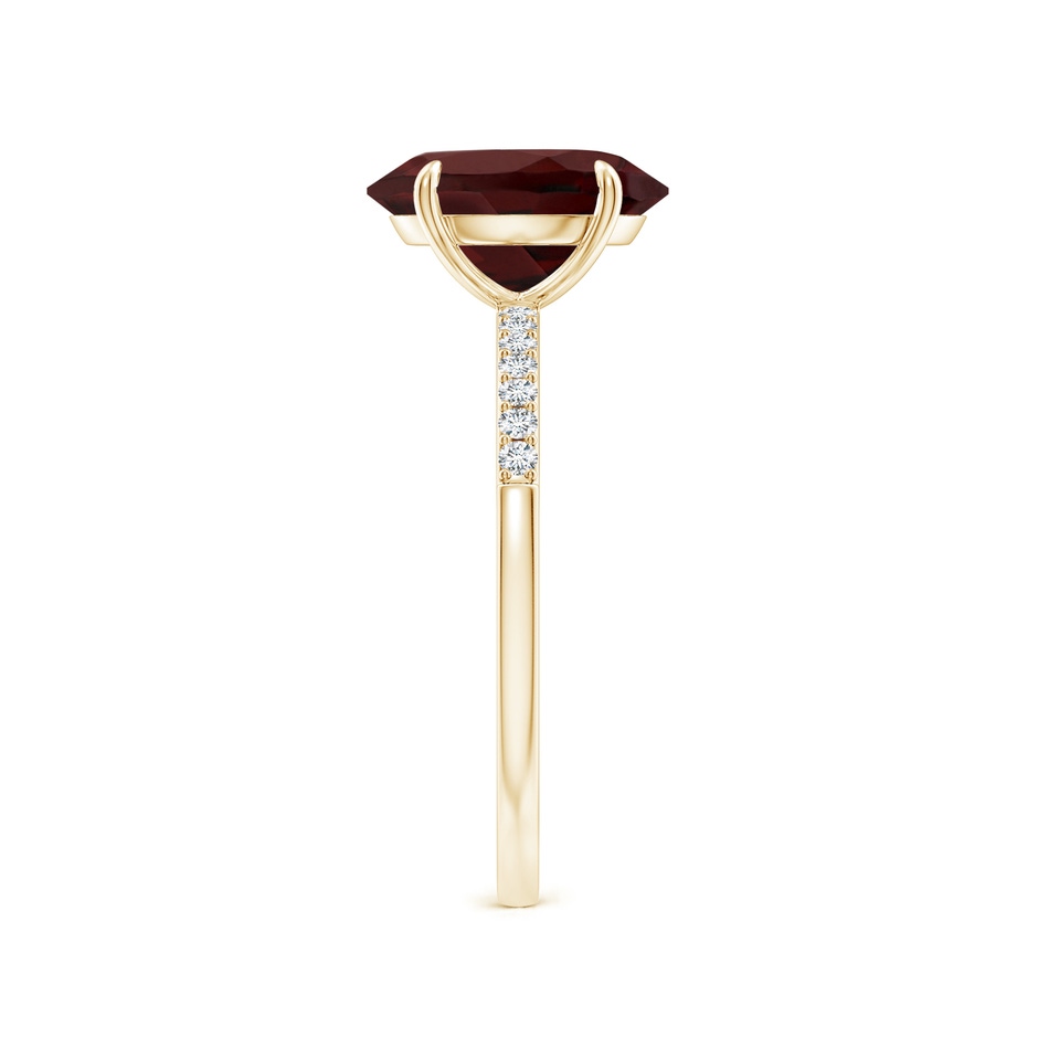 10x8mm AA Claw-Set Oval Garnet Ring with Diamonds in Yellow Gold side-2