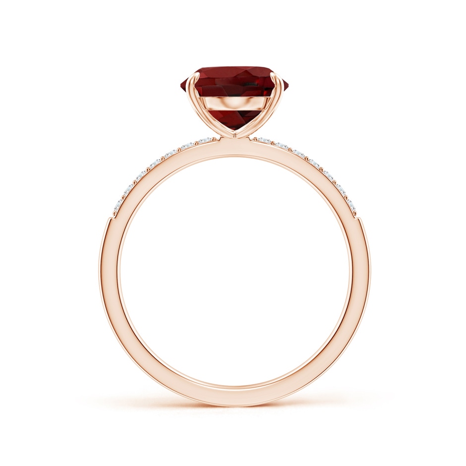 10x8mm AAAA Claw-Set Oval Garnet Ring with Diamonds in Rose Gold side-1