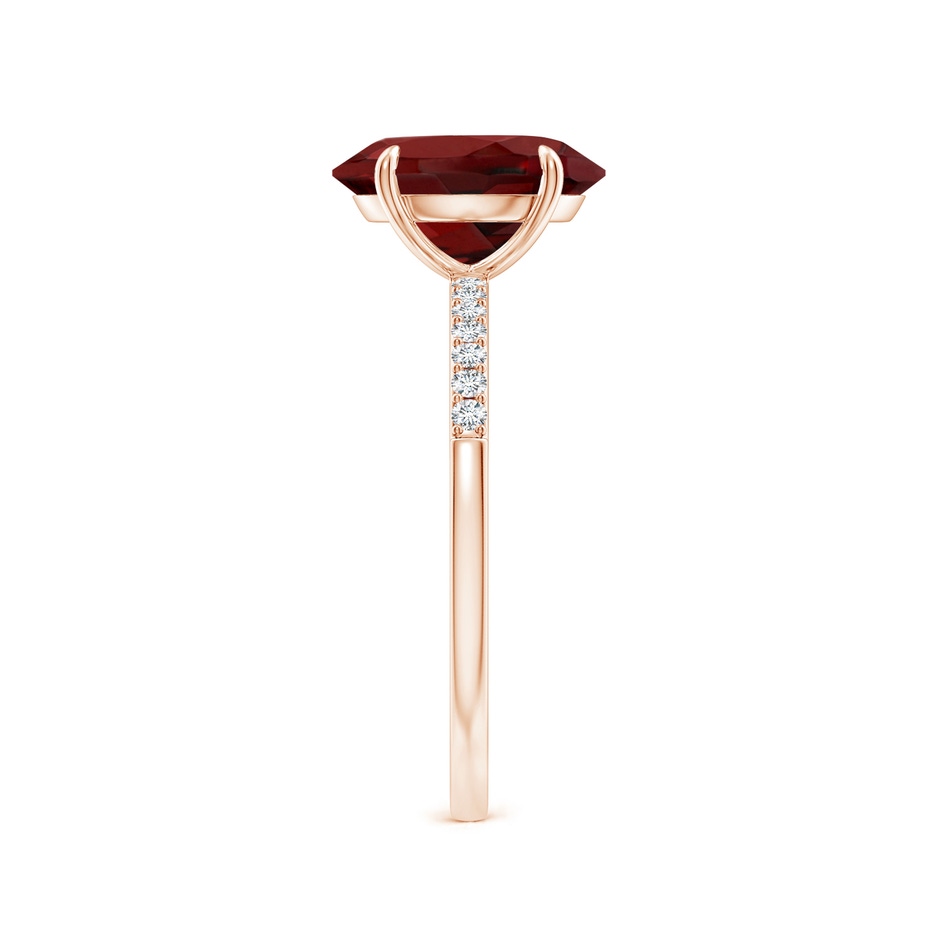 10x8mm AAAA Claw-Set Oval Garnet Ring with Diamonds in Rose Gold side-2