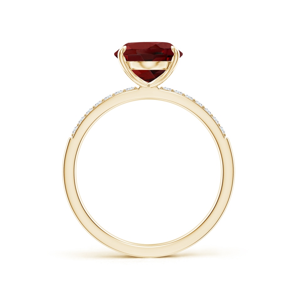 10x8mm AAAA Claw-Set Oval Garnet Ring with Diamonds in Yellow Gold side-1