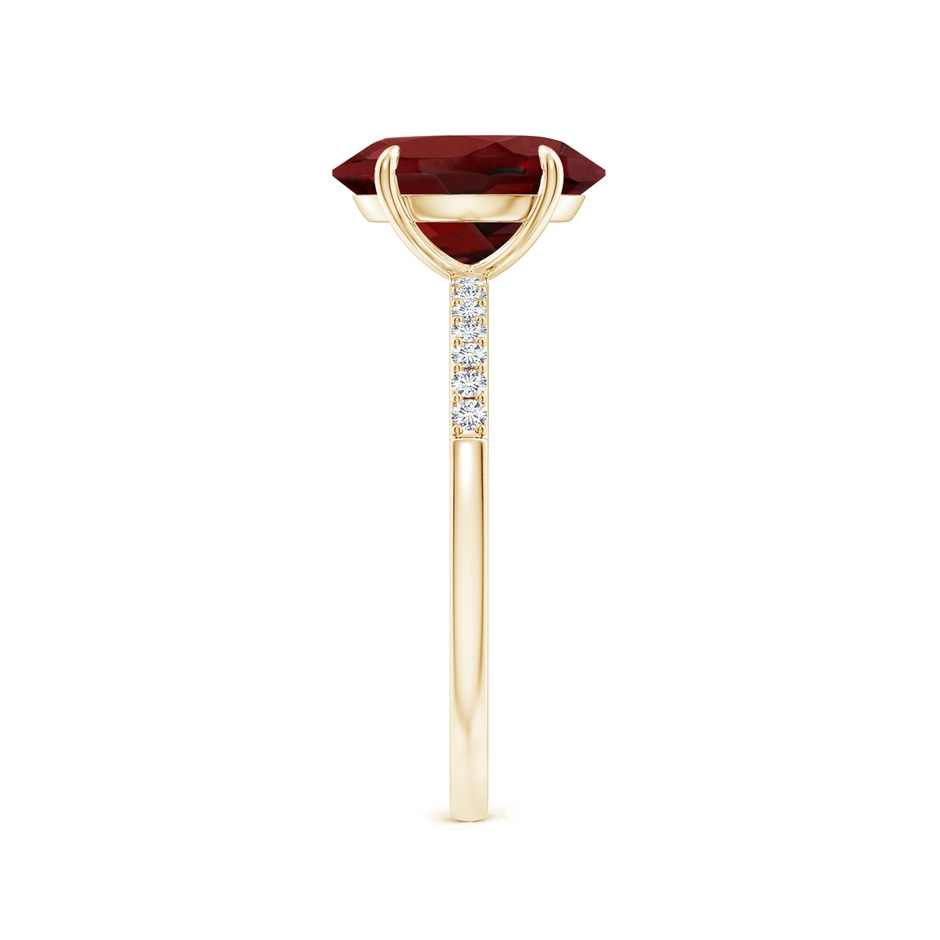 10x8mm AAAA Claw-Set Oval Garnet Ring with Diamonds in Yellow Gold side-2