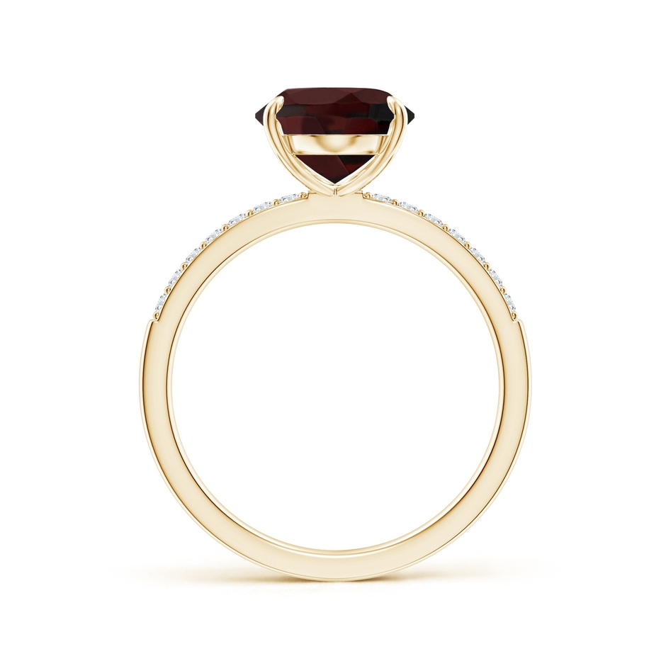 11x9mm A Claw-Set Oval Garnet Ring with Diamonds in Yellow Gold side-1