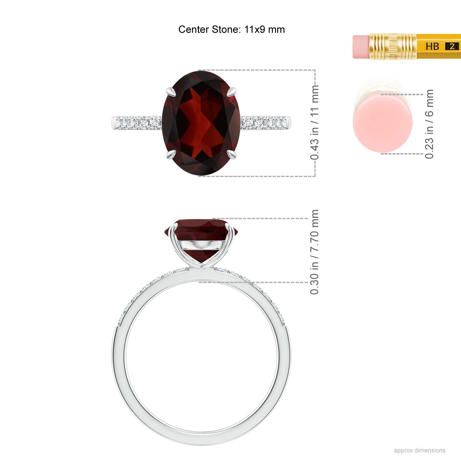 AA - Garnet / 4.37 CT / 14 KT White Gold