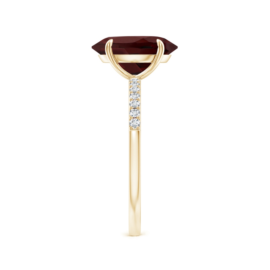 11x9mm AA Claw-Set Oval Garnet Ring with Diamonds in Yellow Gold side-2