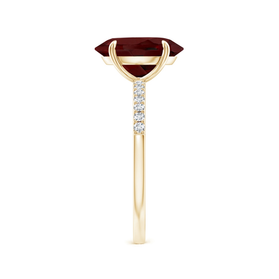 11x9mm AAA Claw-Set Oval Garnet Ring with Diamonds in Yellow Gold side-2