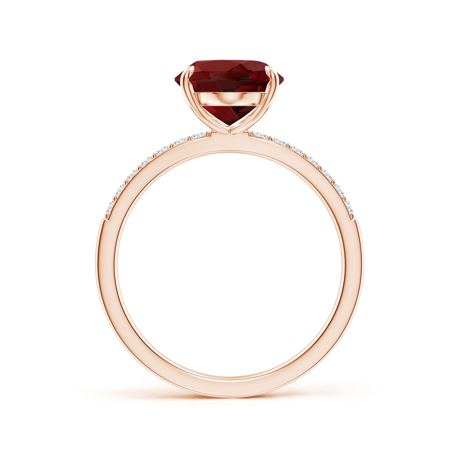 11x9mm AAAA Claw-Set Oval Garnet Ring with Diamonds in Rose Gold side-1