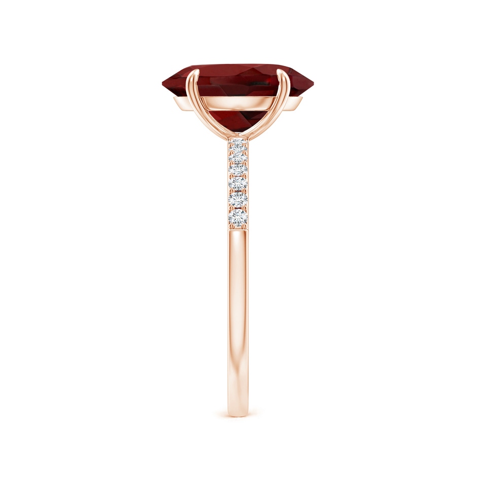 11x9mm AAAA Claw-Set Oval Garnet Ring with Diamonds in Rose Gold side-2